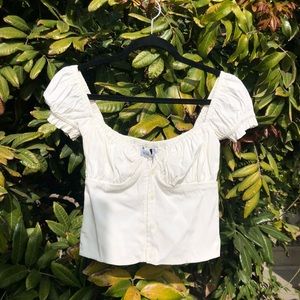 NWT With Jean Louie off-white ivory cropped off shoulder blouse